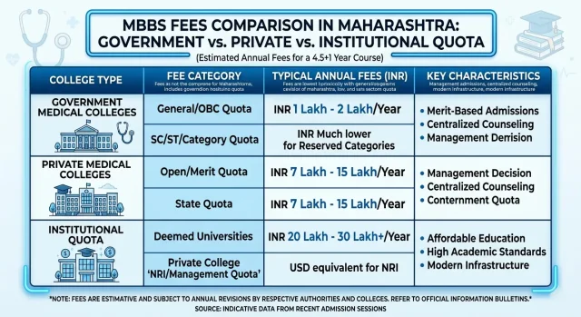 Institute quota fees for MBBS in Maharashtra